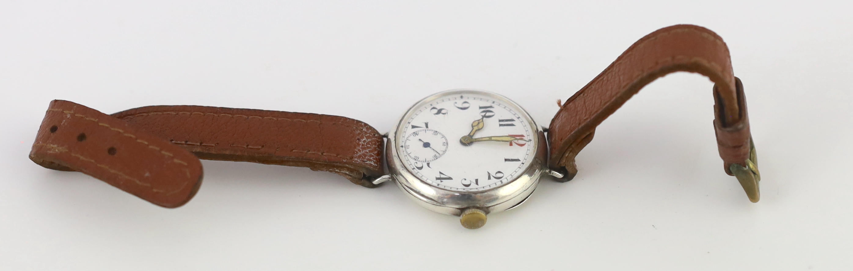 A gentleman's WWI silver Rolex Officer's trench manual wind wrist watch